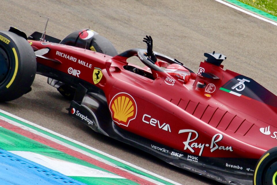 Charles Leclerc in the Ferrari F1-75 at Imola during the 2022 Emilia Romagna Grand Prix
