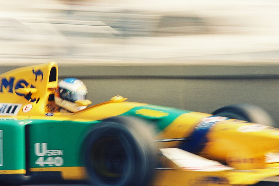 Michael Schumacher driving the Benetton B192 at the 1992 Monaco Grand Prix
