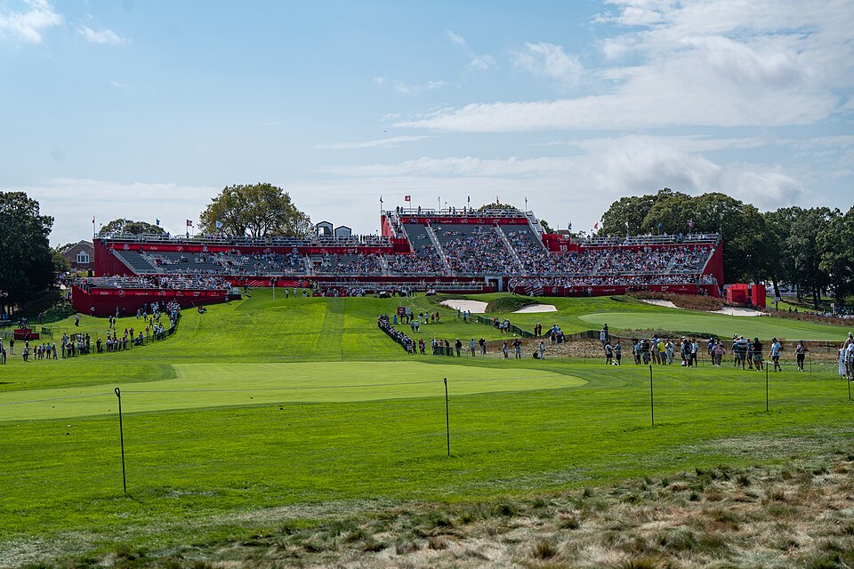 First hole at Bethpage Black during the 2025 Ryder Cup