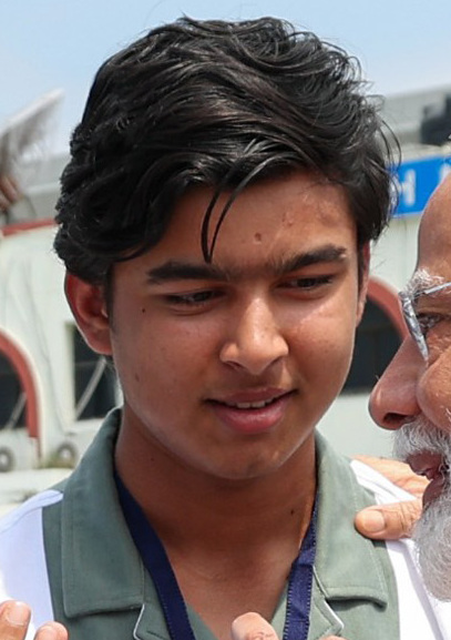 Vaibhav Sooryavanshi meeting Indian Prime Minister Narendra Modi at Patna airport in May 2025.